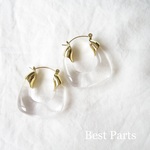 2pcs クリアピアス オーバル ゴールド