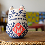 イニシャルキャッツ【こぎん刺し☺︎猫☺︎ぬいぐるみ】刺繍イニシャルネコ娘♡猫猫