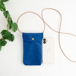 ギフト対応 スマホポーチショルダー斜め掛けタイプ サコッシュ ③ ブルー Phone Leather Pouch Bag 