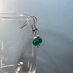 ピアス　キャッツアイピアス(グリーン) 一粒フックピアス パワーストーンピアス　8mm　(シルバー) イヤリング、樹脂フック変更可　#2 ☆ピアス☆ピアス☆ピアス