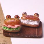 【ミニチュアフード】カエルのサンドイッチ2点セット　ハム＆クリーム