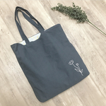 手刺繍 お花 の 大きめ トートバッグ
