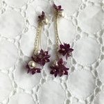 大人シックな小さな花✴︎ピアス✴︎パープル