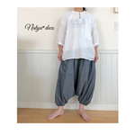 サルエルバルーンパンツインディゴグレー　夏パンツ