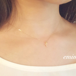 18Kcoating Zirconia Cross  Necklace