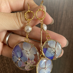 アシメ押し花ピアス[送料無料]