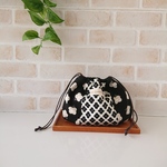 (6/12 New)monotone flower×retoro flower・大人可愛いマロン巾着