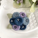ブルーベリーの刺繍ブローチ＊b