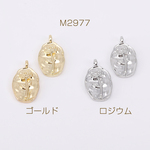 M2977-R  18個  メタルチャーム メタルプレートチャーム オーバル バラ付き 1カン 10×17mm 3×（6ヶ）