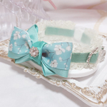 6月終了🧚‍♀️新作♡首輪♡ミントグリーン♡白花ふんわりリボン♡