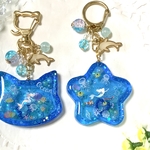 【右側　星型】人魚と海の仲間達　シャカシャカキーホルダー