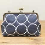 ミナペルホネンハンドメイド　がま口バック　タンバリンnavy