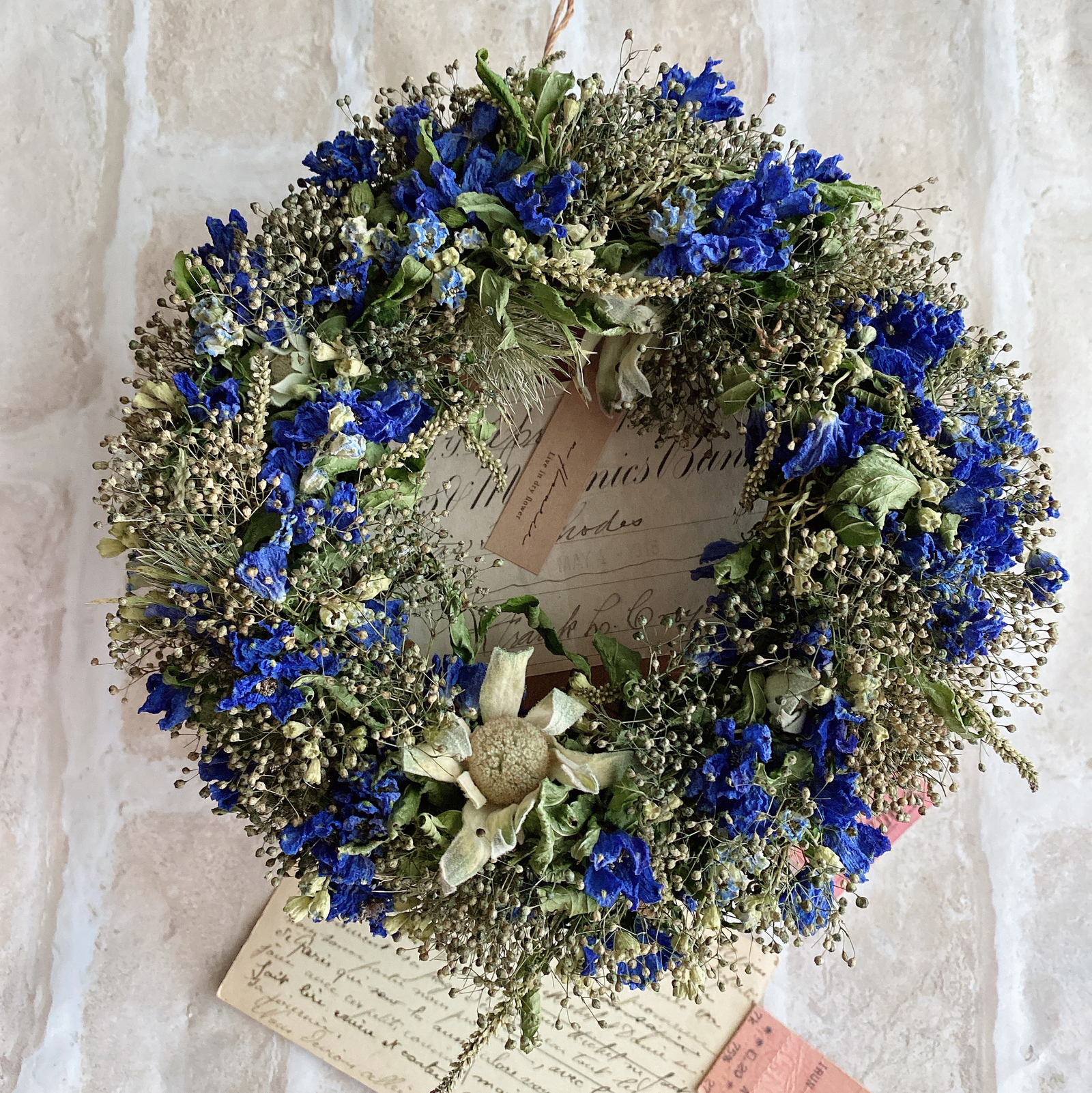 商品名【綺咲】あいみょん♥ローズとデルフィニウムの花束風スワッグリース 商品名【綺咲】あいみょん様専用♥ローズとデルフィニウムの花束