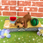 🐶🍉🌻夏のダックスちゃんの置物🐶🍉🌻