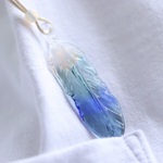 幸せの青い羽根：波動玉®9（サードアイ・ハートチャクラ）Glass Feather【現品一点物】
