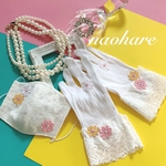 新作　マスク　サマーグローブ　set レースマスク　レースグローブ　刺繍お花　スワロフスキー　お花刺繍マスク　お花刺繍グローブ　スワロフスキー　