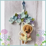 あじさい色の傘 ダックス☆ゴールド☆羊毛フェルト  梅雨 紫陽花  かさ