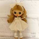 プチブライスサイズ❤︎ニットサロペットとコットンレースの巻きスカート❤︎のセット❤︎