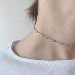 beads necklace＊metal.pink beige.mix color