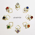 再販！！NO.19 パールスクエアピアス&イヤリング 両耳用