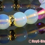 縁結び効果UP　精神安定UP　ホワイトオパール　レインボーグラスオーラルナフラッシュ桜ピンク　ブレスレット　　　