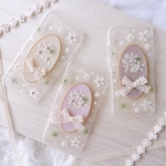 【全機種対応】オーバル・ホワイトブーケ❁.*･ﾟ押し花スマホケース