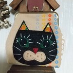 黒猫さん　角型マチ付がま口⓶