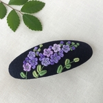 刺繍バレッタ9×3.5 デュランタライムバイオレット