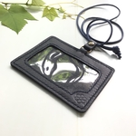 本革　手縫いのID カードホルダー　ディープネイビー