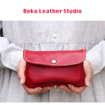 ２層の革長財布/赤い長財布レザー財布/2sou-Red