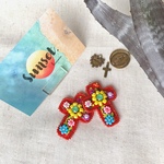 ⚛︎メキシカンシリーズ⚛︎赤クロスのビーズ刺繍ピアス／イヤリング