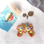 【新色】⚛︎メキシカンシリーズ⚛︎オレンジクロスのビーズ刺繍ピアス／イヤリング