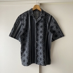 浴衣で作ったメンズアロハ　麻の葉グレー
