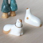 【新色】お座りゆる猫の置物/リングホルダー(リングスタンド)ブラウン