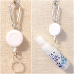 【オーダーセット品】大人気！ブラックとお揃い♪ リール付き カラビナ ハンドジェルホルダー アルコール除菌ホルダー アルコール消毒ホルダー シンプル ホワイト シルバー 