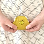 【再販】バナナの手刺繍ミニがま口