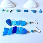 海洋プラスチックと14KGFのアップサイクルピアス/イヤリング（青）