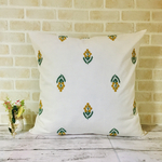 ミモザの刺繍のクッションカバー＊ホワイト＊