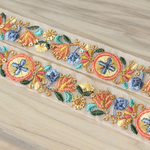 インド刺繍リボンᢂオリエンタル細リボン　オレンジ　インド刺繍/刺繍リボン/リボン/シルクリボン/トリム/ブレード/ジャガードリボン/チロリアンテープ/レース/チュール