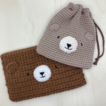 【tubu-chibi様専用】くまのポケットティッシュケース＋くまの巾着ポーチ大きめ