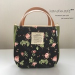 トートバッグmini♡PinkRose×抹茶