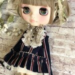 【再販】1375 ネイビー ストライプ ワンピー Blythe ブライス アウトフィット