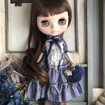 【試作品】1824  ピンストライプ ブルー ワンピースコーデ Blythe ブライス アウトフィット 洋服