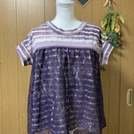 むら染めボーダーTシャツニットのレースプルオーバー