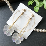 《ピアス イヤリング 貼るピアス»虹色 フロストフラワー パール オーロラ クリア ゴールド フープピアス
