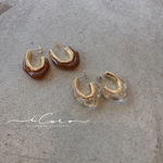 つやつやぷるん夏ピアス♢clear brown gold ivory