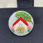 【送料無料】刺繍　くるみボタン　ブローチ　トイプードル　#77
