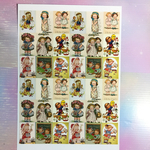 フリーカットシール ♡光沢紙   レトロガール＆ボーイ☆ 1シート♡     