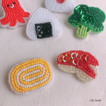 ビーズ刺繍のお弁当おかず(タコさんウインナー・玉子焼き・うざきのりんご)　※受注制作