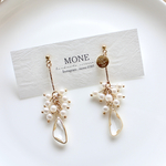 【 クリア 】 じゃらじゃら 小粒 パール  ロング ピアス ＊ イヤリング 樹脂 変形可◎ お上品 お洒落 綺麗め 結婚式 お呼ばれ ウェディング ブライダル おしゃれ プチギフト プレゼント 